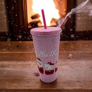 Hello Kitty Santa Rhinestone 20oz Tumbler Pink Christmas New 2025